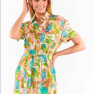 Marsala Shirt Dress ~ Palermo Spritz Linen - Show Me Your Mumu NWT Sz L